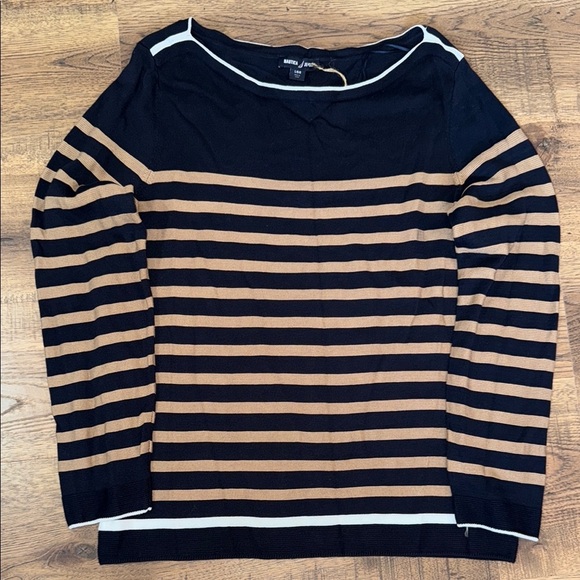 Nautica Tops - NAUTICA Navy and Beige Striped Sweater